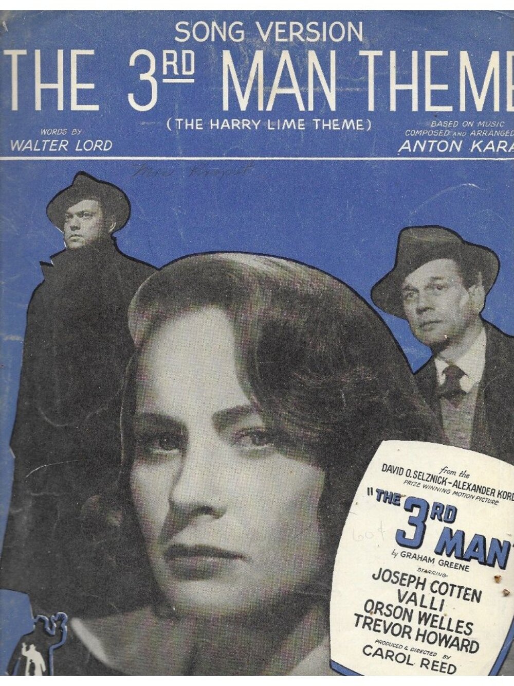 The 3rd Man Theme Sheet Music 1950 Movie Orson Welles Anton Karas